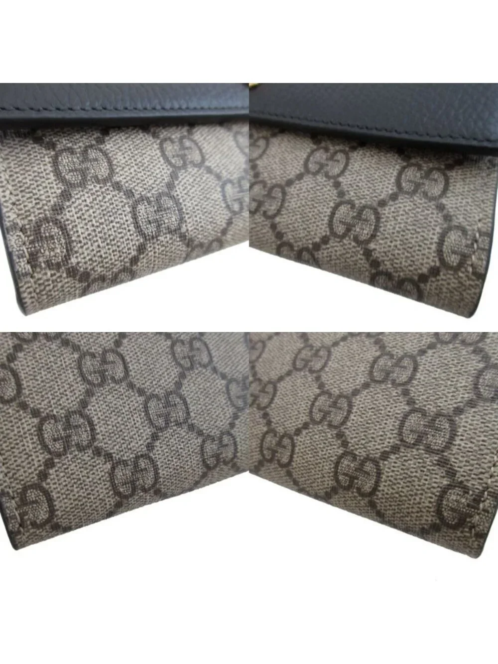 Gucci Double G GG Supreme Leather Beige Black Bifold Wallet